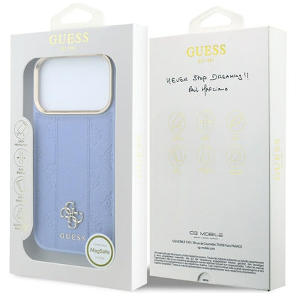 MagSafe Case for Apple iPhone 18 Pro Max / 17 Pro Max, Guess, Stripe Peony 4G, Blue
