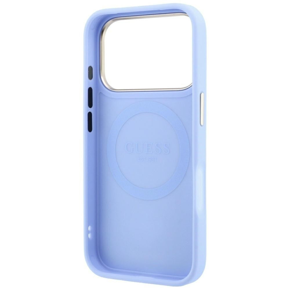 MagSafe Case for Apple iPhone 18 Pro Max / 17 Pro Max, Guess, Stripe Peony 4G, Blue