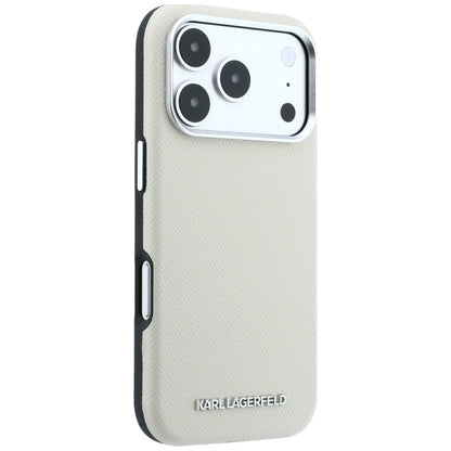 MagSafe Case for Apple iPhone 18 Pro Max / 17 Pro Max, Karl Lagerfeld, Grained Elongated Logo, Beige