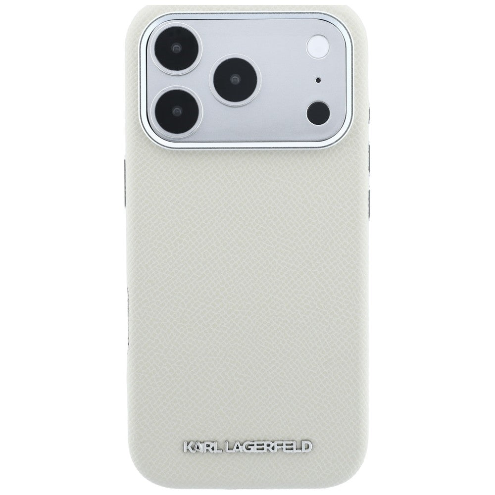 MagSafe Case for Apple iPhone 18 Pro Max / 17 Pro Max, Karl Lagerfeld, Grained Elongated Logo, Beige