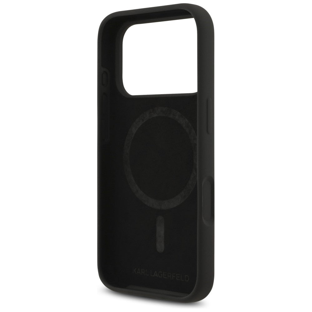 MagSafe Case for Apple iPhone 18 Pro Max / 17 Pro Max, Karl Lagerfeld, Silicone Ring Karl & Choupette, Black