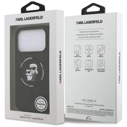 MagSafe Case for Apple iPhone 18 Pro Max / 17 Pro Max, Karl Lagerfeld, Silicone Ring Karl & Choupette, Black