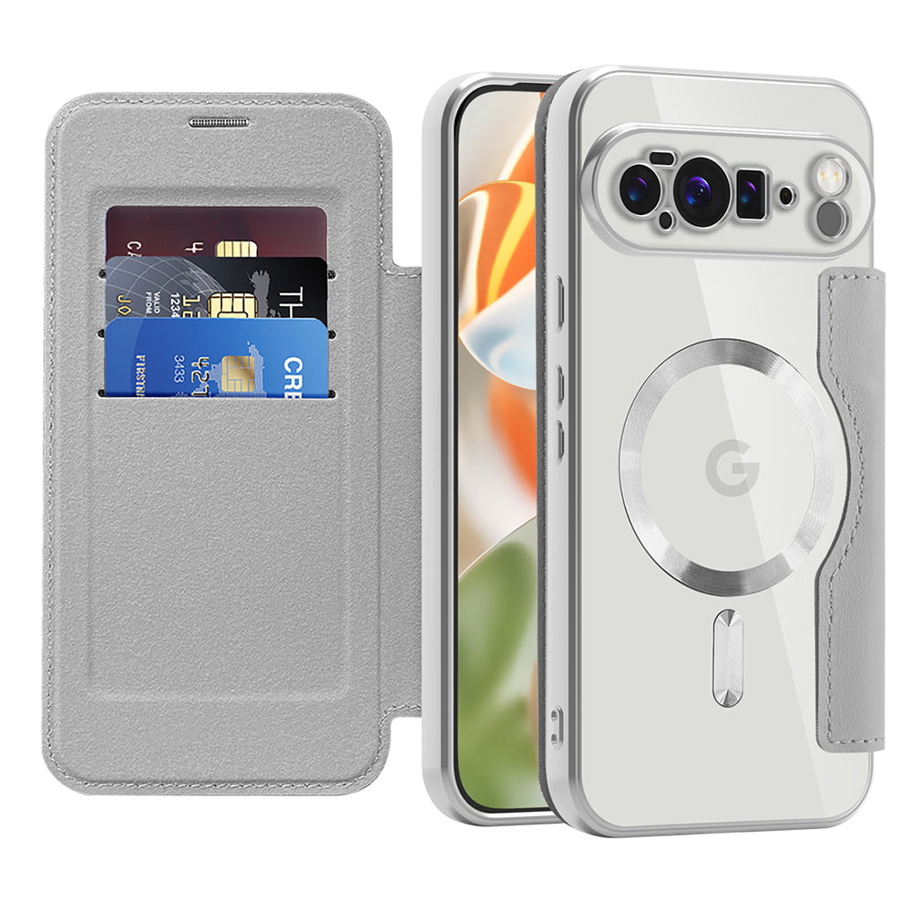 MagSafe Case for Google Pixel 10 Pro XL, Techsuit, SmartMag Book, Gray