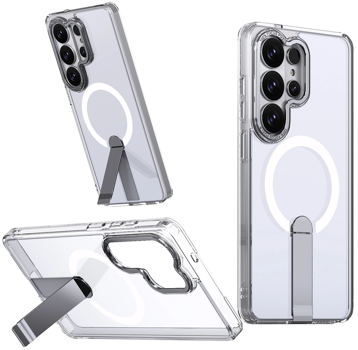 MagSafe Case for Samsung Galaxy S26 Ultra S948, Hybrid Armor, X with Stand, Transparent