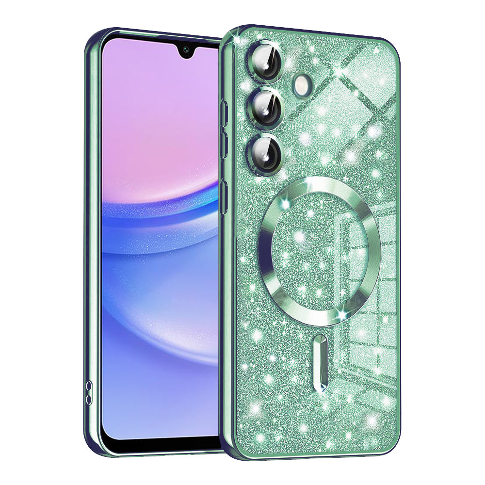 MagSafe Case for Samsung Galaxy A15 5G A156 / A15 A155, Techsuit, Luxury Glitter, Light Green