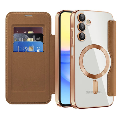 MagSafe Case for Samsung Galaxy A15 5G A156 / A15 A155, Techsuit, SmartMag Book, Brown