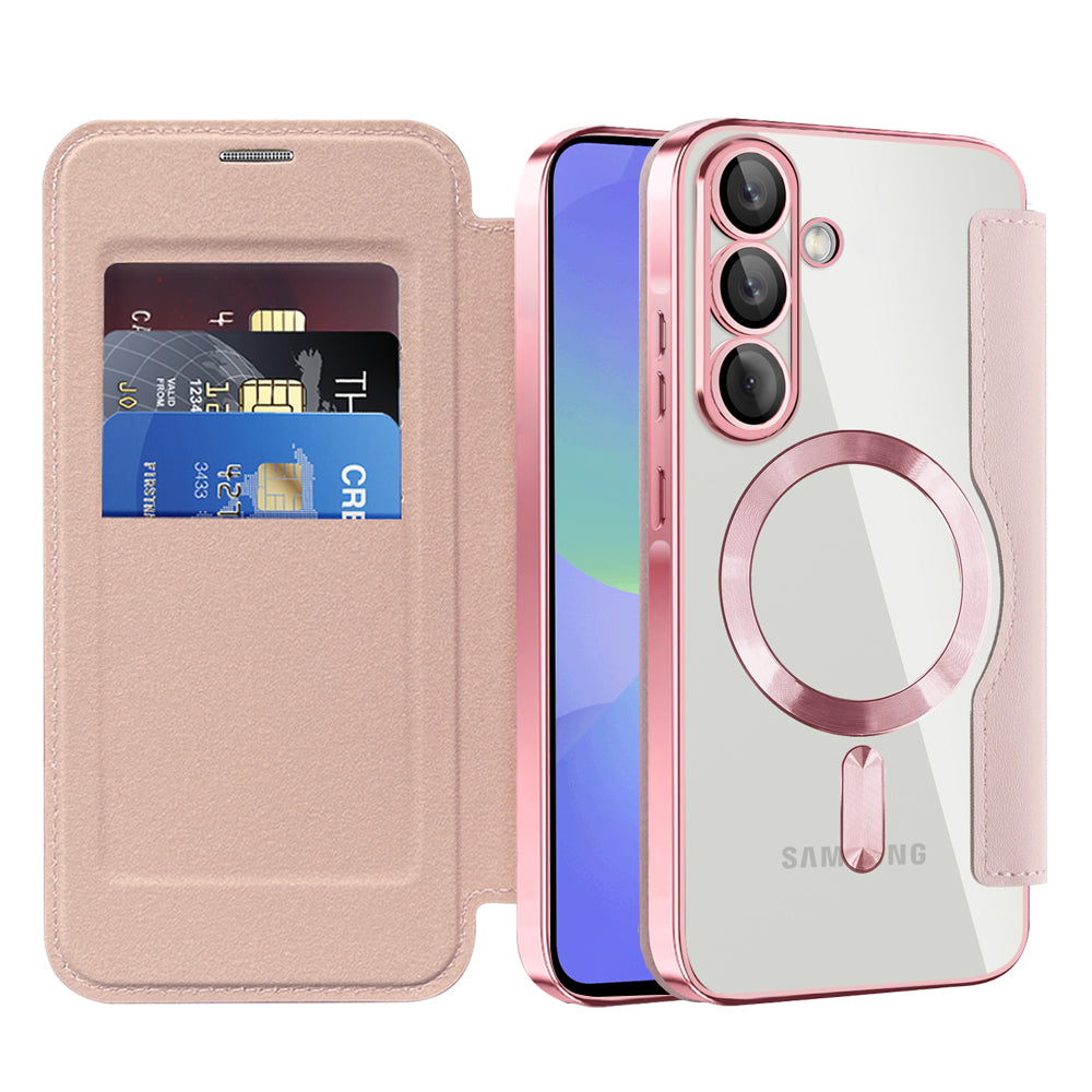 MagSafe Case for Samsung Galaxy A36 A366, Techsuit, SmartMag Book, Pink