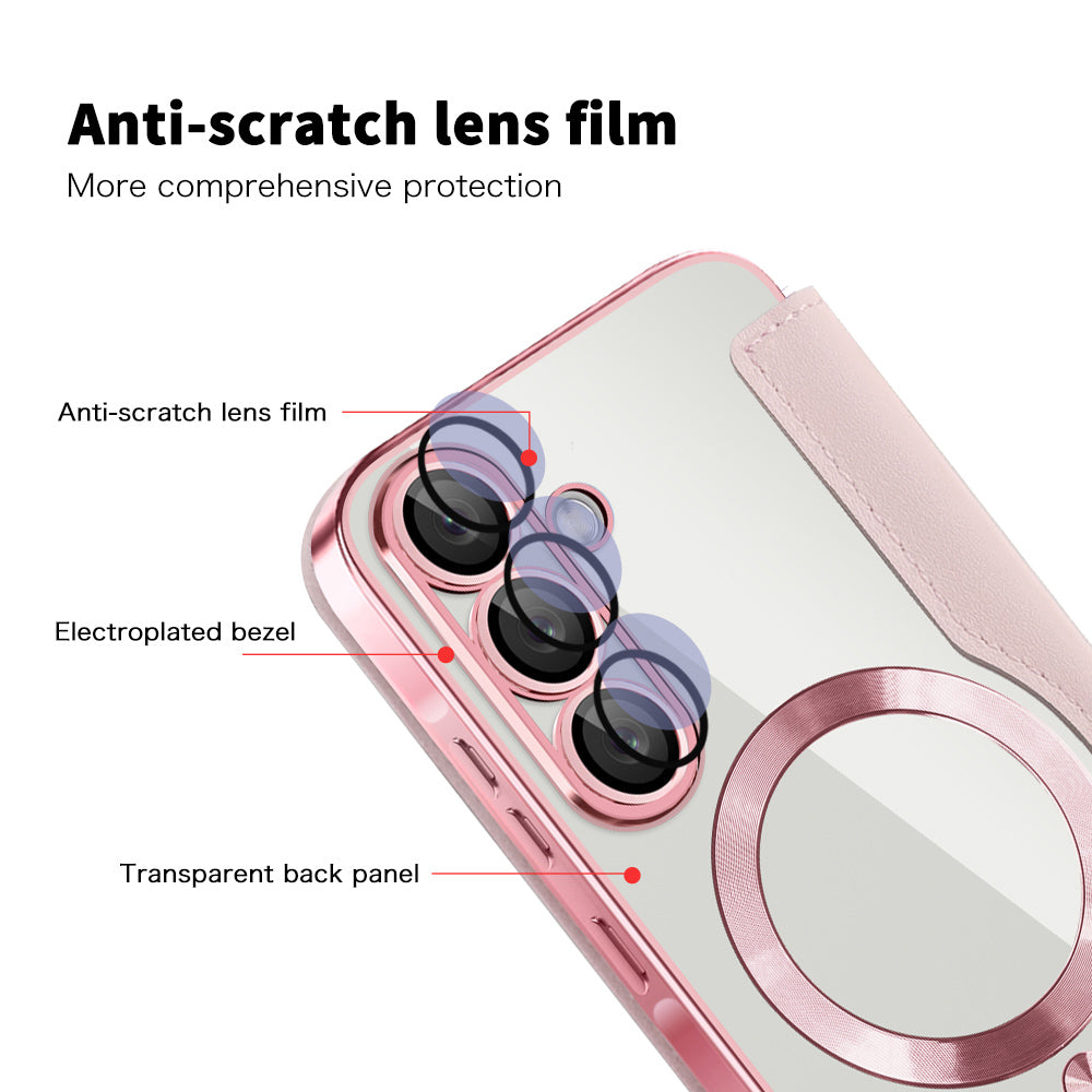 MagSafe Case for Samsung Galaxy A37 5G, Techsuit, SmartMag Book, Pink