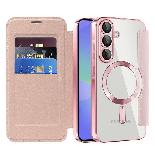 MagSafe Case for Samsung Galaxy A37 5G, Techsuit, SmartMag Book, Pink