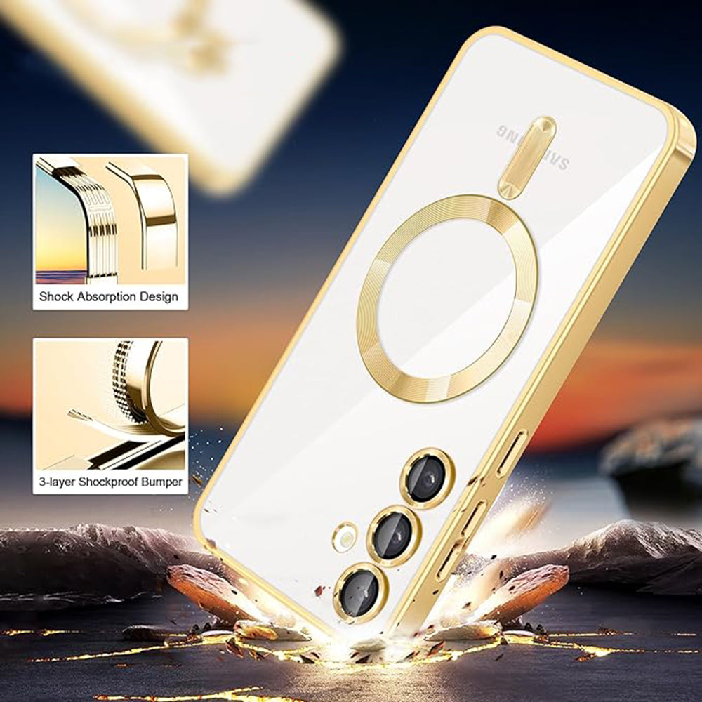 MagSafe Case for Samsung Galaxy A55 5G A556, Techsuit, Luxury Crystal, Silver