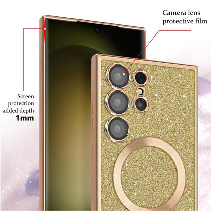 MagSafe Case for Samsung Galaxy A55 5G A556, Techsuit, Luxury Glitter, Black