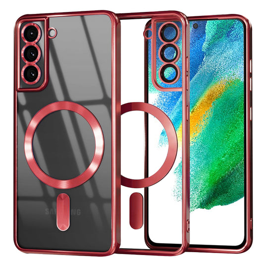 MagSafe Case for Samsung Galaxy S21 FE 5G G990, Techsuit, Luxury Crystal, Red