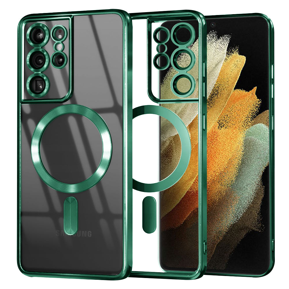 MagSafe Case for Samsung Galaxy S21 Ultra 5G G998, Techsuit, Luxury Crystal, Light Green