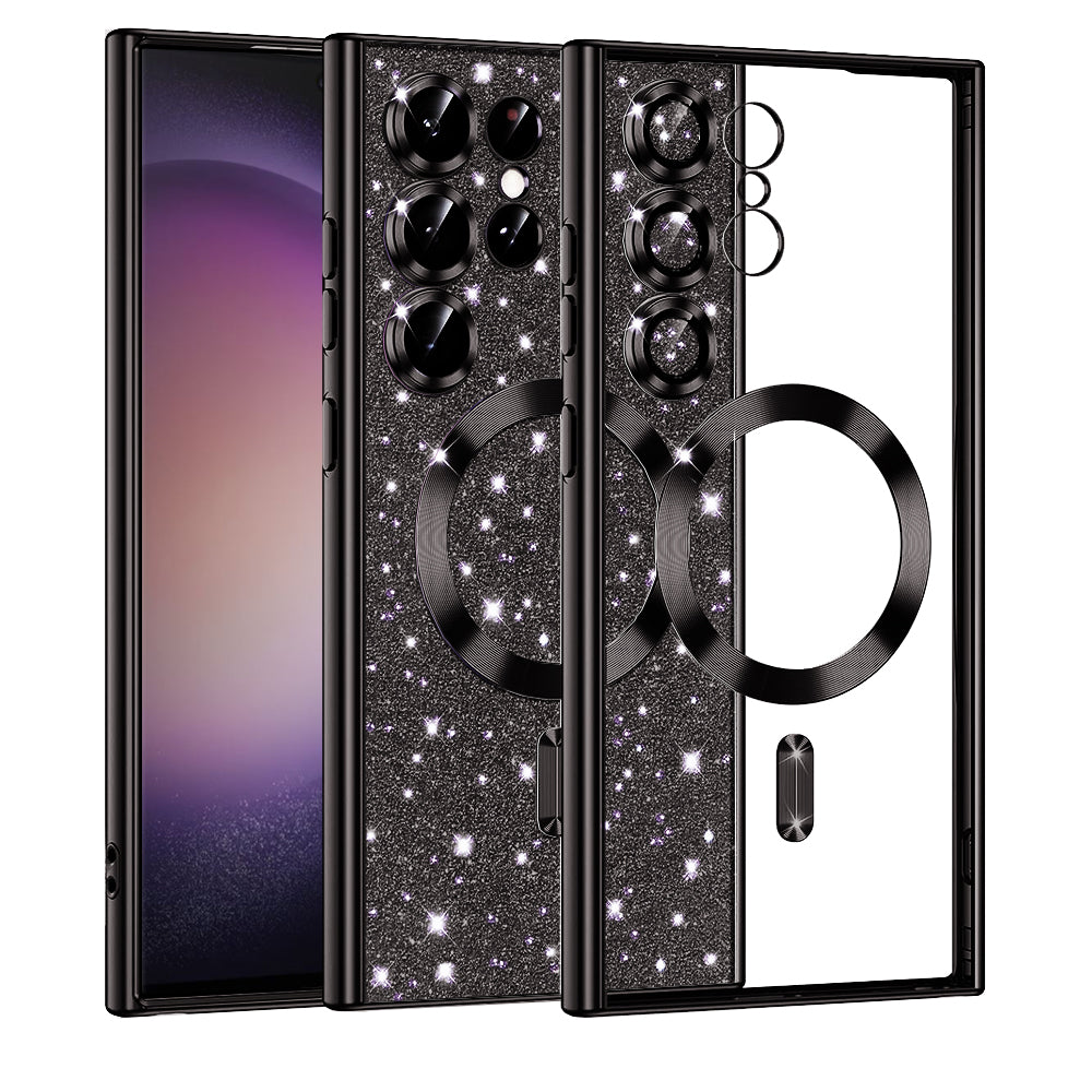 MagSafe Case for Samsung Galaxy S23 Ultra S918, Techsuit, Luxury Glitter, Black