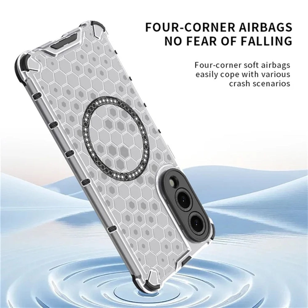 MagSafe Case for Samsung Galaxy S25 Edge S937, Techsuit, HoneyComb Shield, White