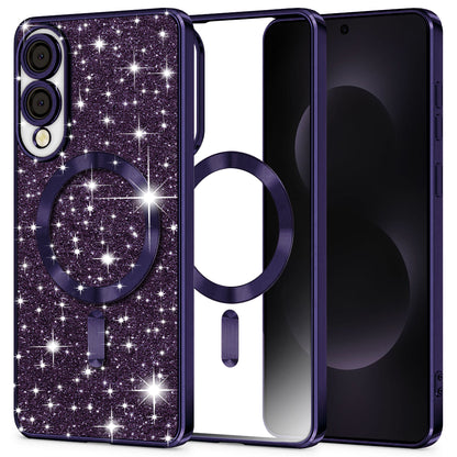 MagSafe Case for Samsung Galaxy S25 Edge S937, Techsuit, Luxury Glitter, Dark Purple