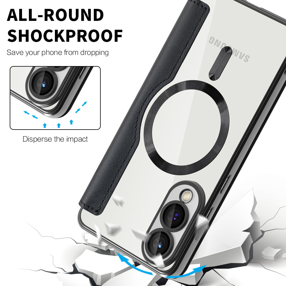 MagSafe Case for Samsung Galaxy S25 Edge S937, Techsuit, SmartMag Book, Black