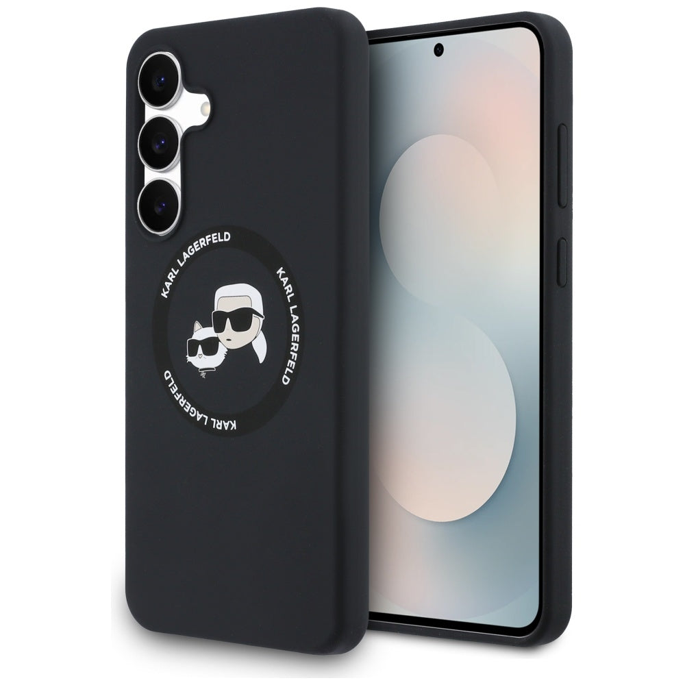 MagSafe Case for Samsung Galaxy S25 FE, Karl Lagerfeld, Silicone Karl & Choupette's Heads, Black