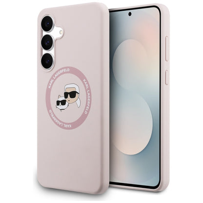 MagSafe Case for Samsung Galaxy S25 FE, Karl Lagerfeld, Silicone Karl & Choupette's Heads, Pink
