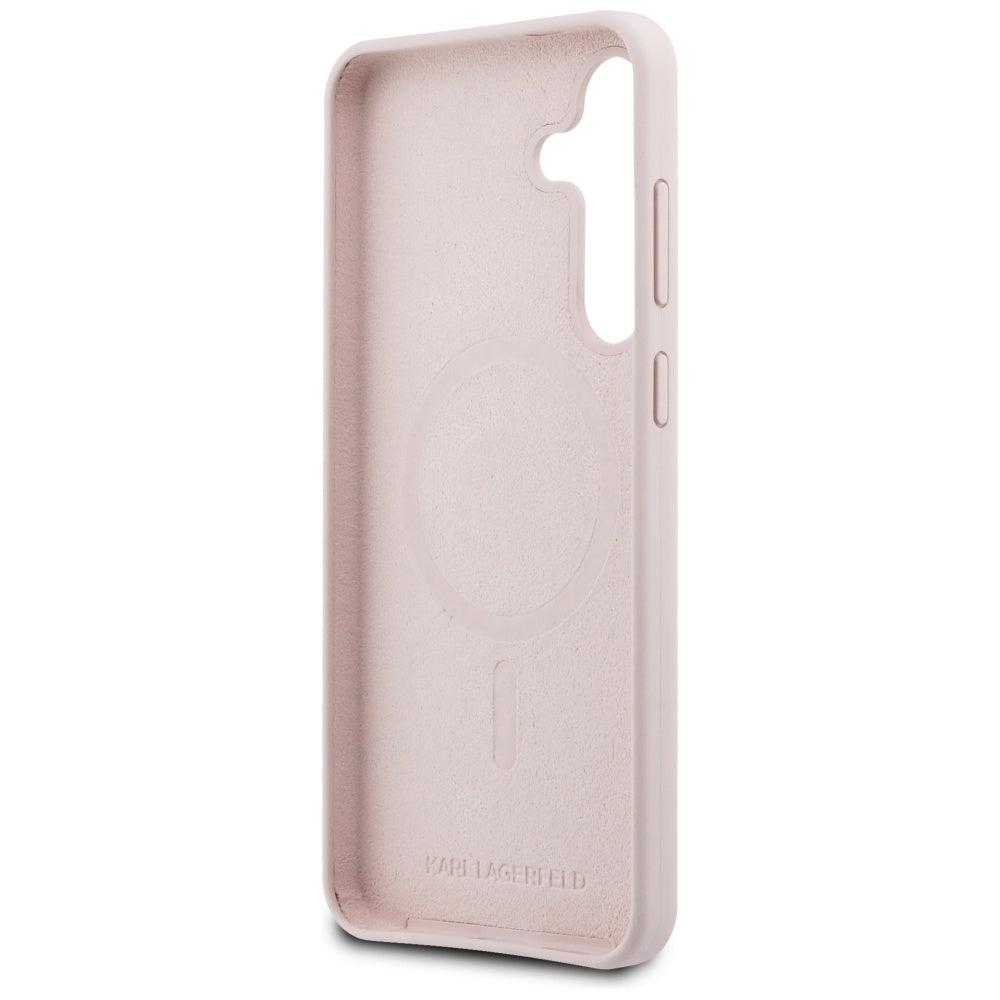 MagSafe Case for Samsung Galaxy S25 FE, Karl Lagerfeld, Silicone Karl & Choupette's Heads, Pink