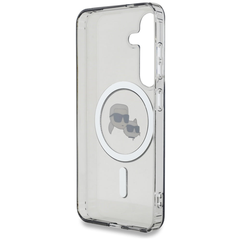 MagSafe Case for Samsung Galaxy S25+ S936, Karl Lagerfeld, IML Metal Karl & Choupette's Heads, Black