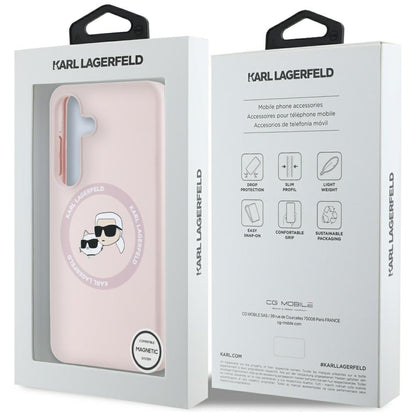 MagSafe Case for Samsung Galaxy S25+ S936, Karl Lagerfeld, Silicone Double Heads, Pink