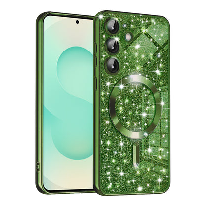 MagSafe Case for Samsung Galaxy S25+ S936, Techsuit, Luxury Glitter, Dark Green