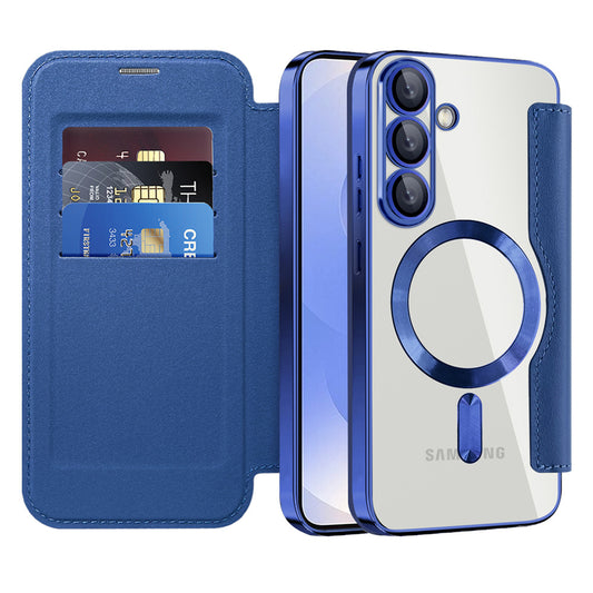 MagSafe Case for Samsung Galaxy S25+ S936, Techsuit, SmartMag Book, Blue