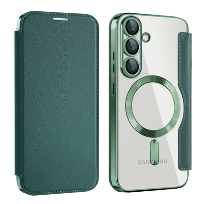 MagSafe Case for Samsung Galaxy S25+ S936, Techsuit, SmartMag Book, Green