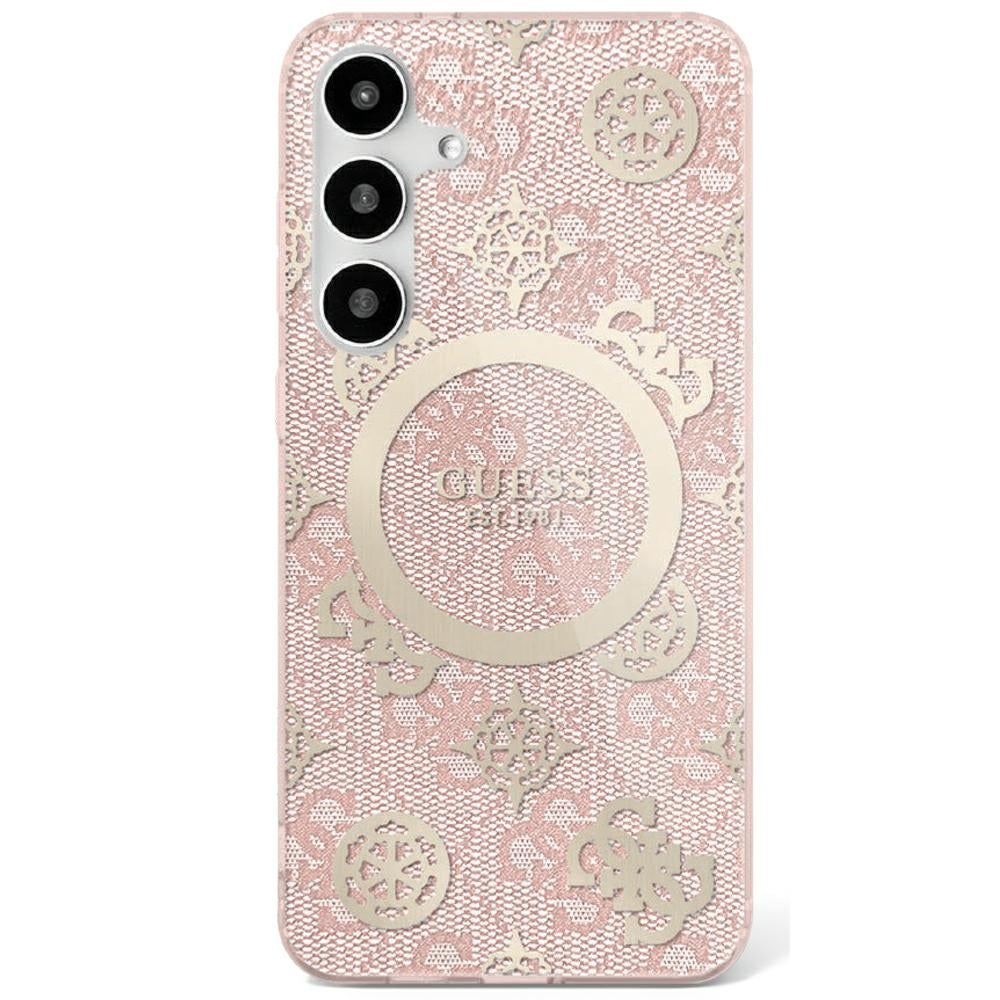 MagSafe Case for Samsung Galaxy S25 S931, Guess, IML Peony On 4G Background, Pink