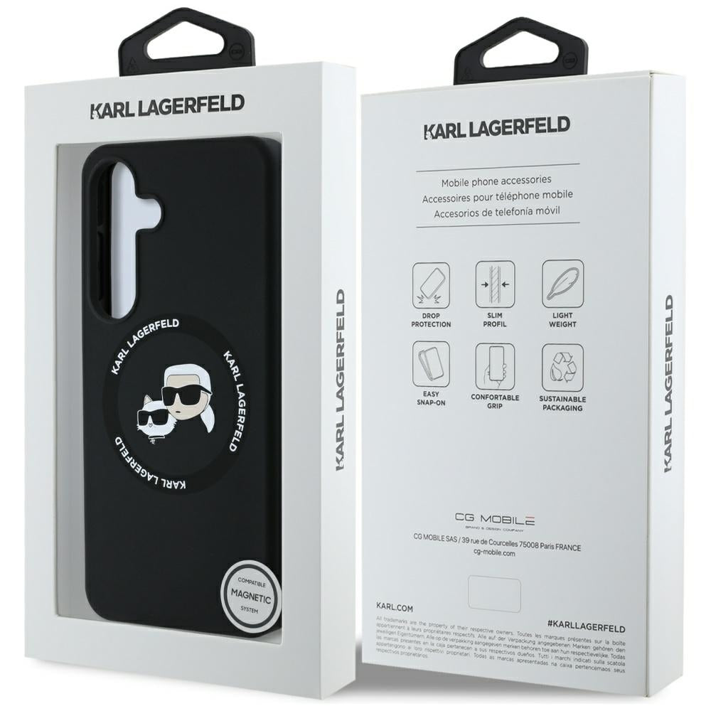 MagSafe Case for Samsung Galaxy S25 S931, Karl Lagerfeld, Silicone Double Heads, Black