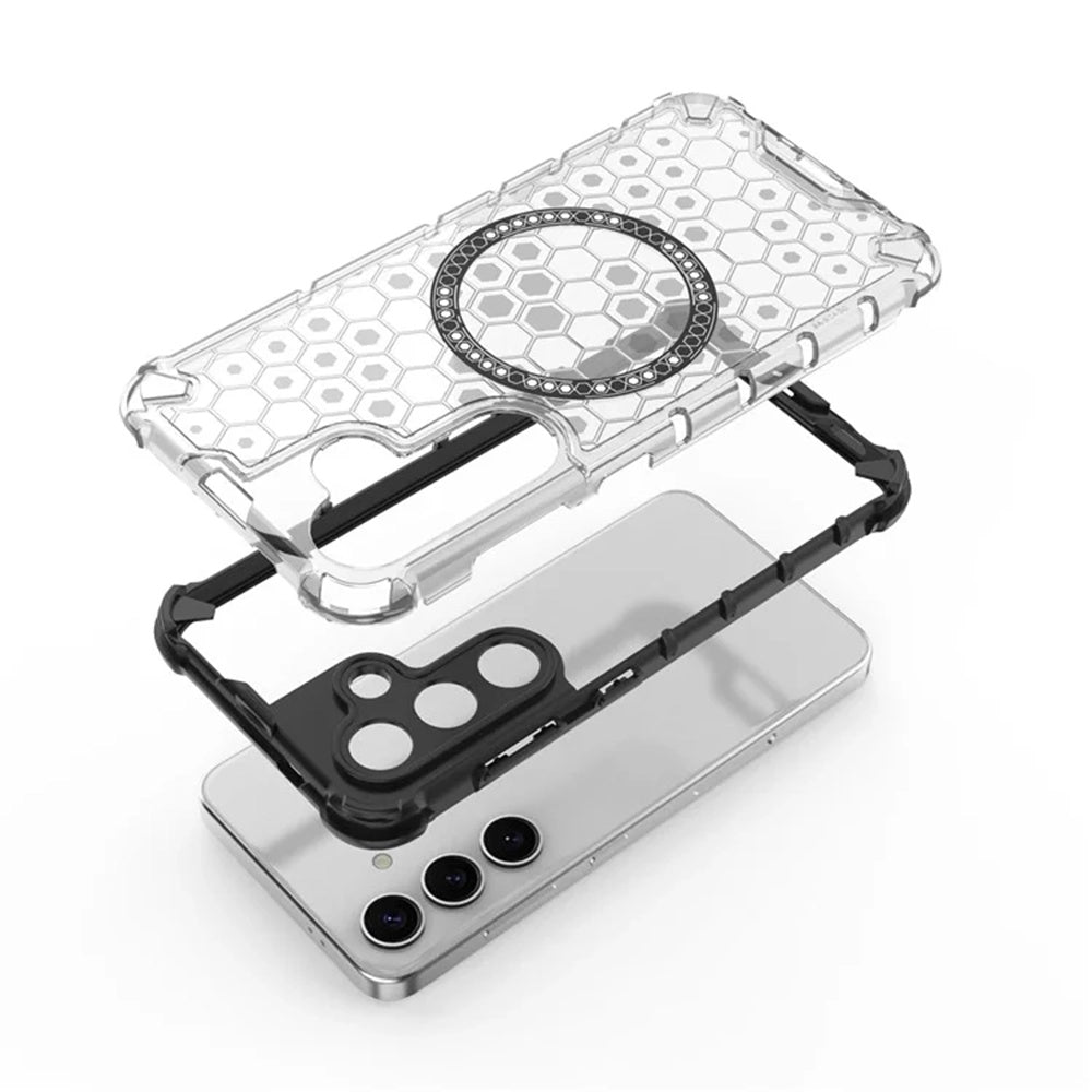 MagSafe Case for Samsung Galaxy S25 S931, Techsuit, HoneyComb Shield, White
