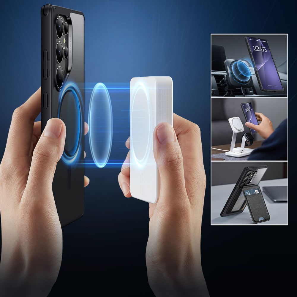 MagSafe Case for Samsung Galaxy S25 Ultra S938, ESR, Classic Hybrid, Black Transparent