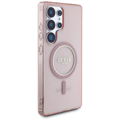 MagSafe Case for Samsung Galaxy S25 Ultra S938, Guess, IML Glitter Circle, Pink