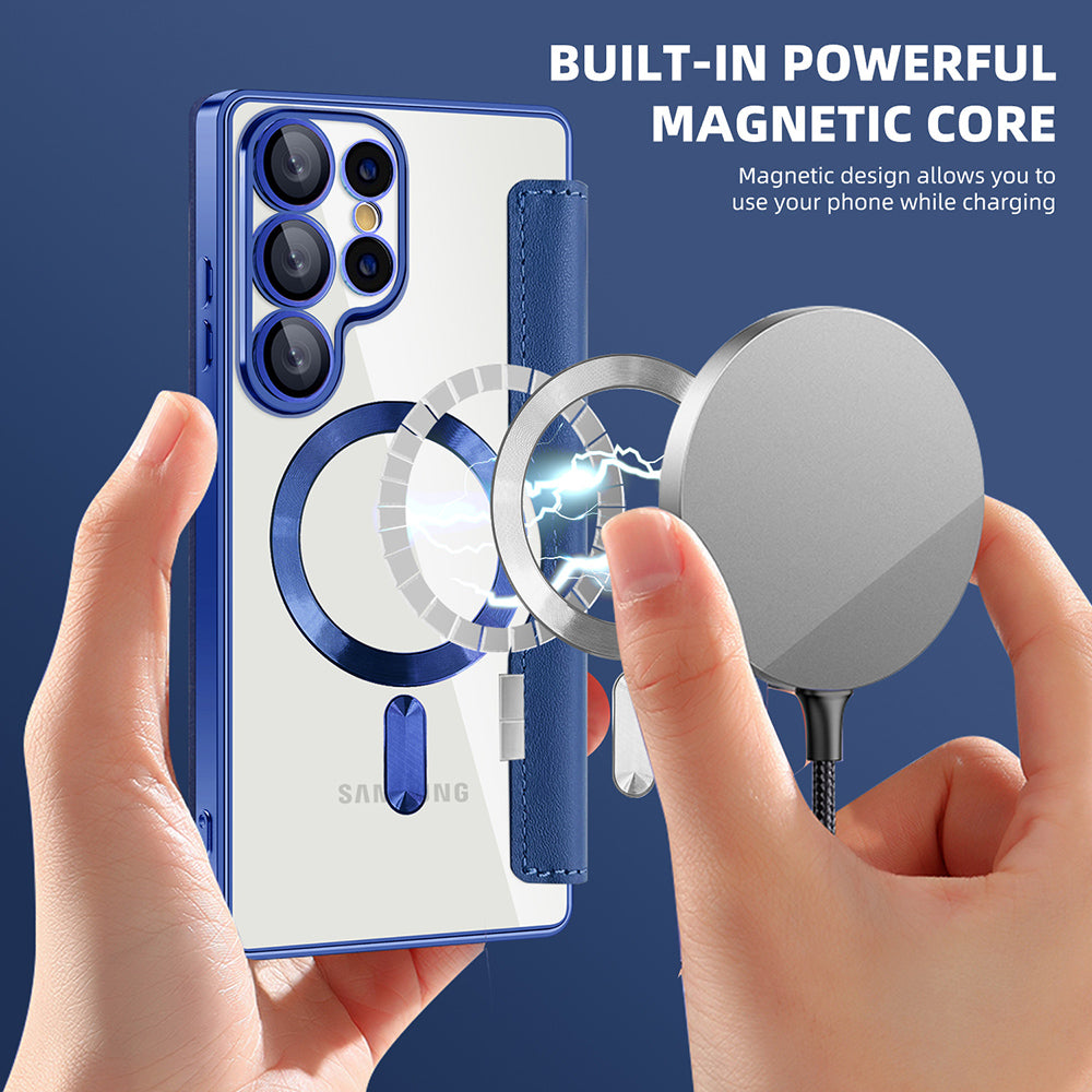 MagSafe Case for Samsung Galaxy S25 Ultra S938, Techsuit, SmartMag Book, Blue