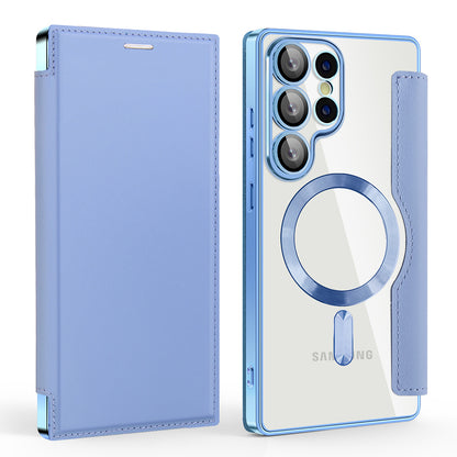 MagSafe Case for Samsung Galaxy S25 Ultra S938, Techsuit, SmartMag Book, Blue