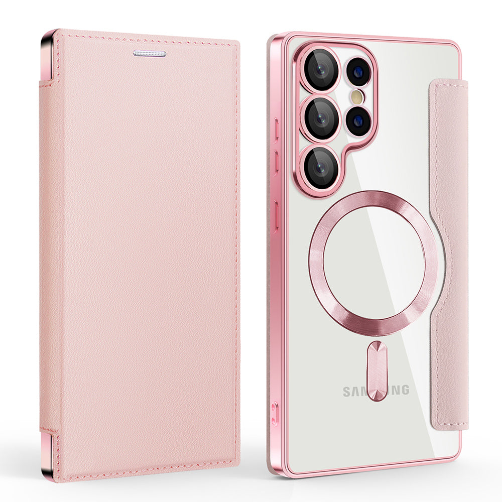 MagSafe Case for Samsung Galaxy S25 Ultra S938, Techsuit, SmartMag Book, Pink