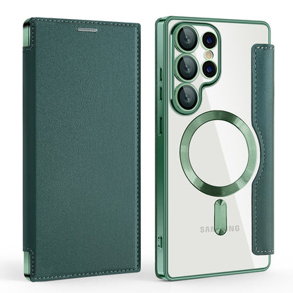 MagSafe Case for Samsung Galaxy S25 Ultra S938, Techsuit, SmartMag Book, Green