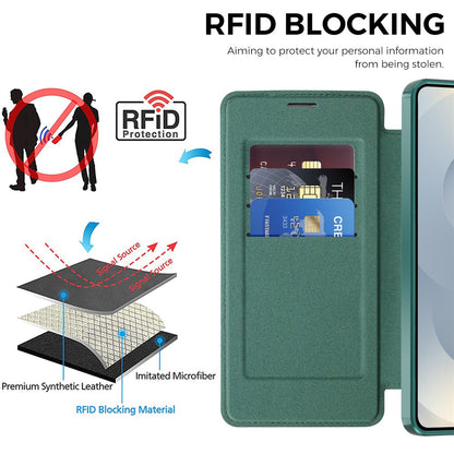 MagSafe Case for Samsung Galaxy S26 Plus, Techsuit, SmartMag Book, Green