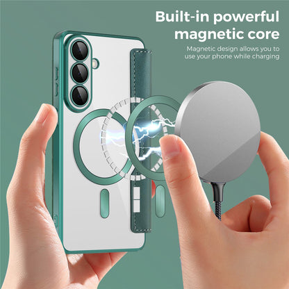 MagSafe Case for Samsung Galaxy S26 Plus, Techsuit, SmartMag Book, Green