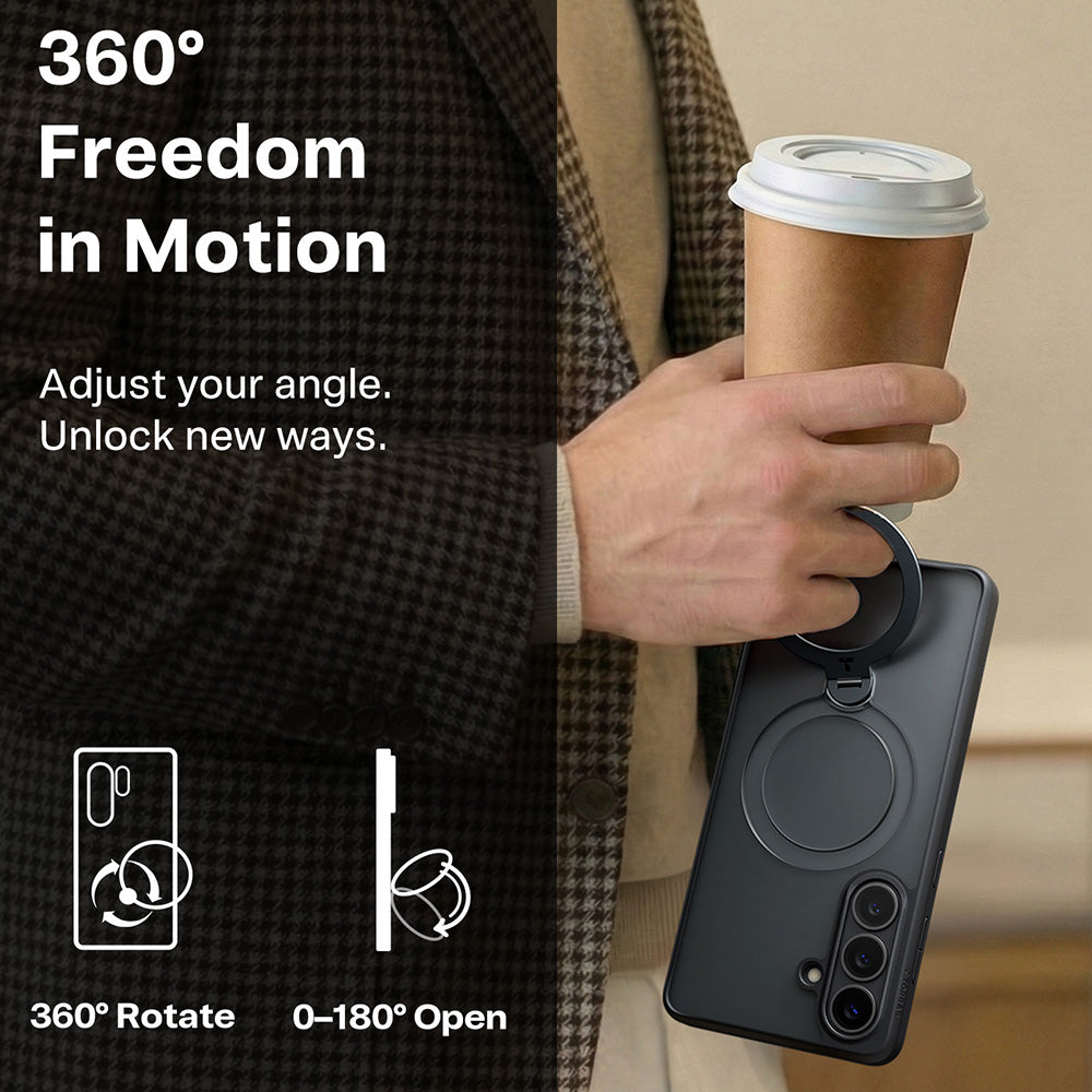 MagSafe Case for Samsung Galaxy S26 Plus, Torras, Ostand Spin, Black