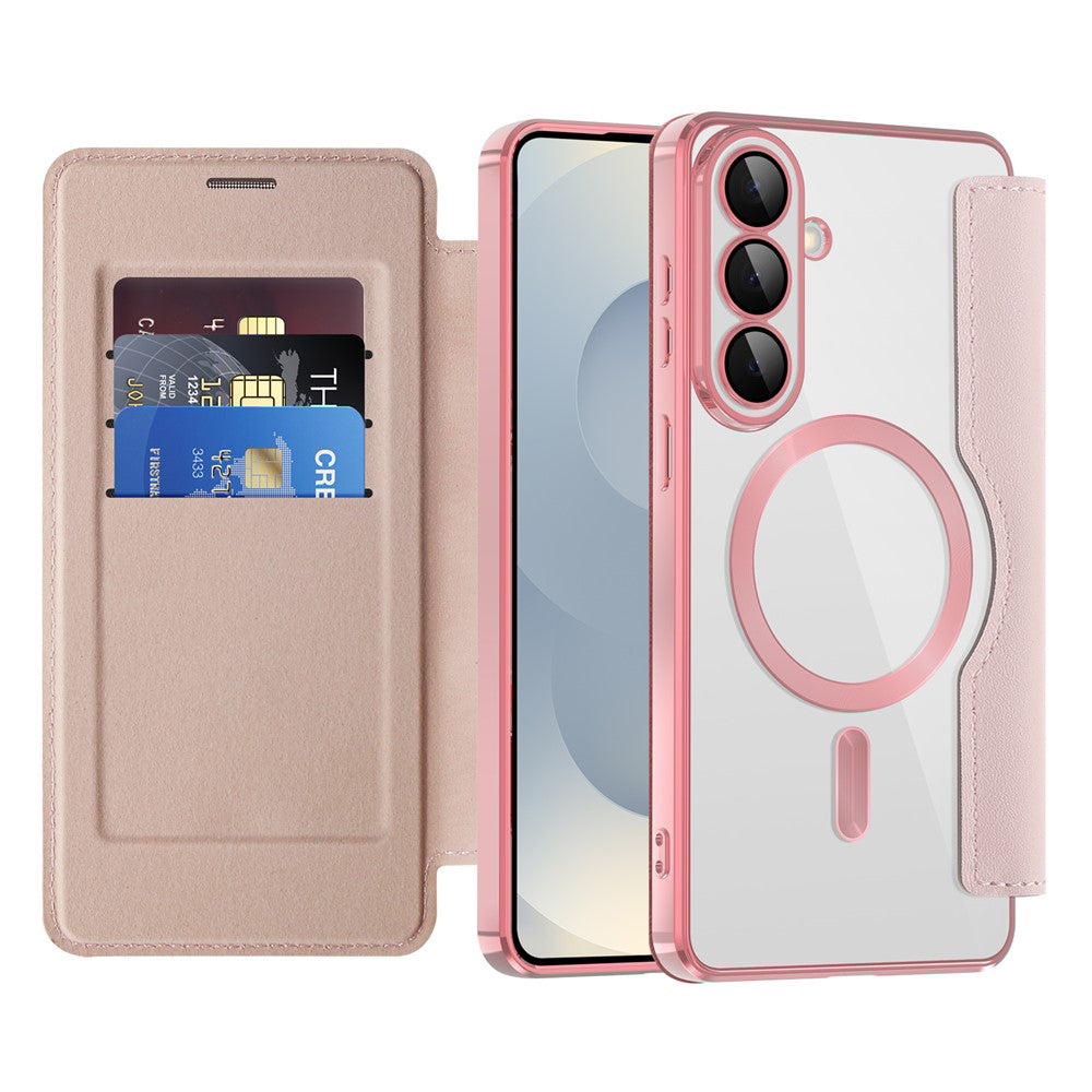 MagSafe Case for Samsung Galaxy S26, Techsuit, SmartMag Book, Pink