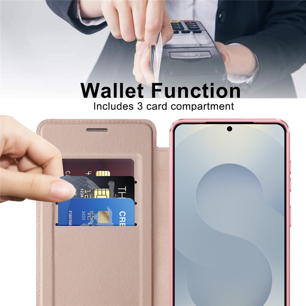MagSafe Case for Samsung Galaxy S26, Techsuit, SmartMag Book, Pink