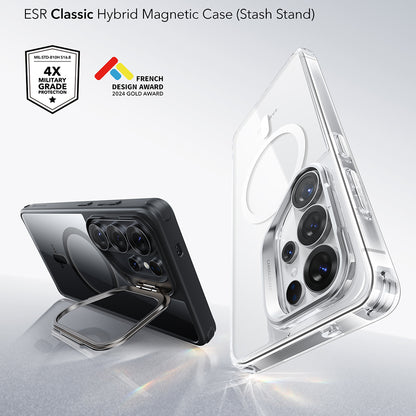 MagSafe Case for Samsung Galaxy S26 Ultra, ESR, Classic Hybrid Kickstand, Transparent Black