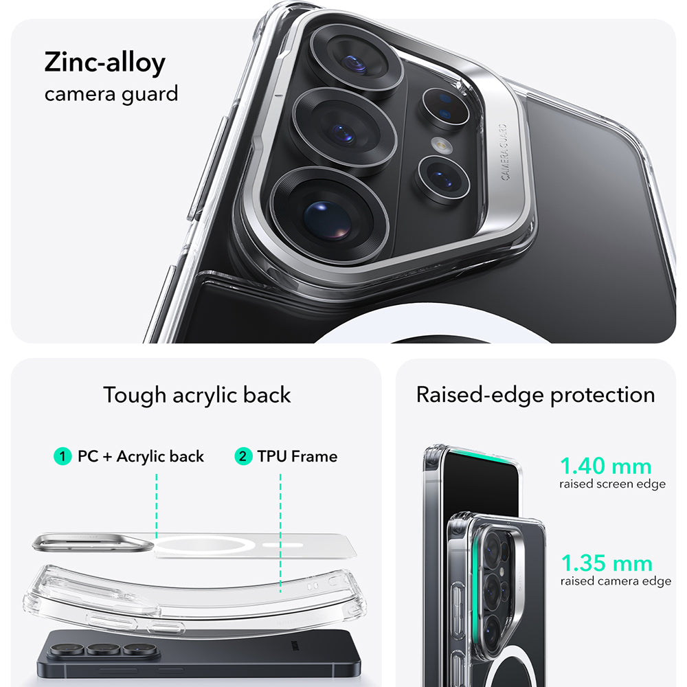 MagSafe Case for Samsung Galaxy S26 Ultra S948, ESR, Classic Hybrid Kickstand, Transparent