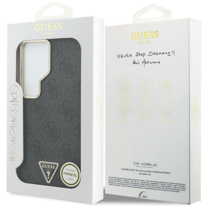 MagSafe Case for Samsung Galaxy S26 Ultra S948, Guess, 4G Triangle Logo, Black