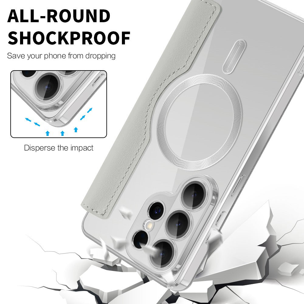 MagSafe Case for Samsung Galaxy S26 Ultra, Techsuit, SmartMag Book, Gray