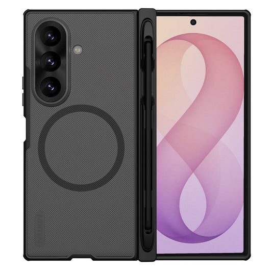 MagSafe Case for Samsung Galaxy Z Fold8 Ultra F976, Nillkin, Super Frosted Shield with Pen Holder, Transparent Black
