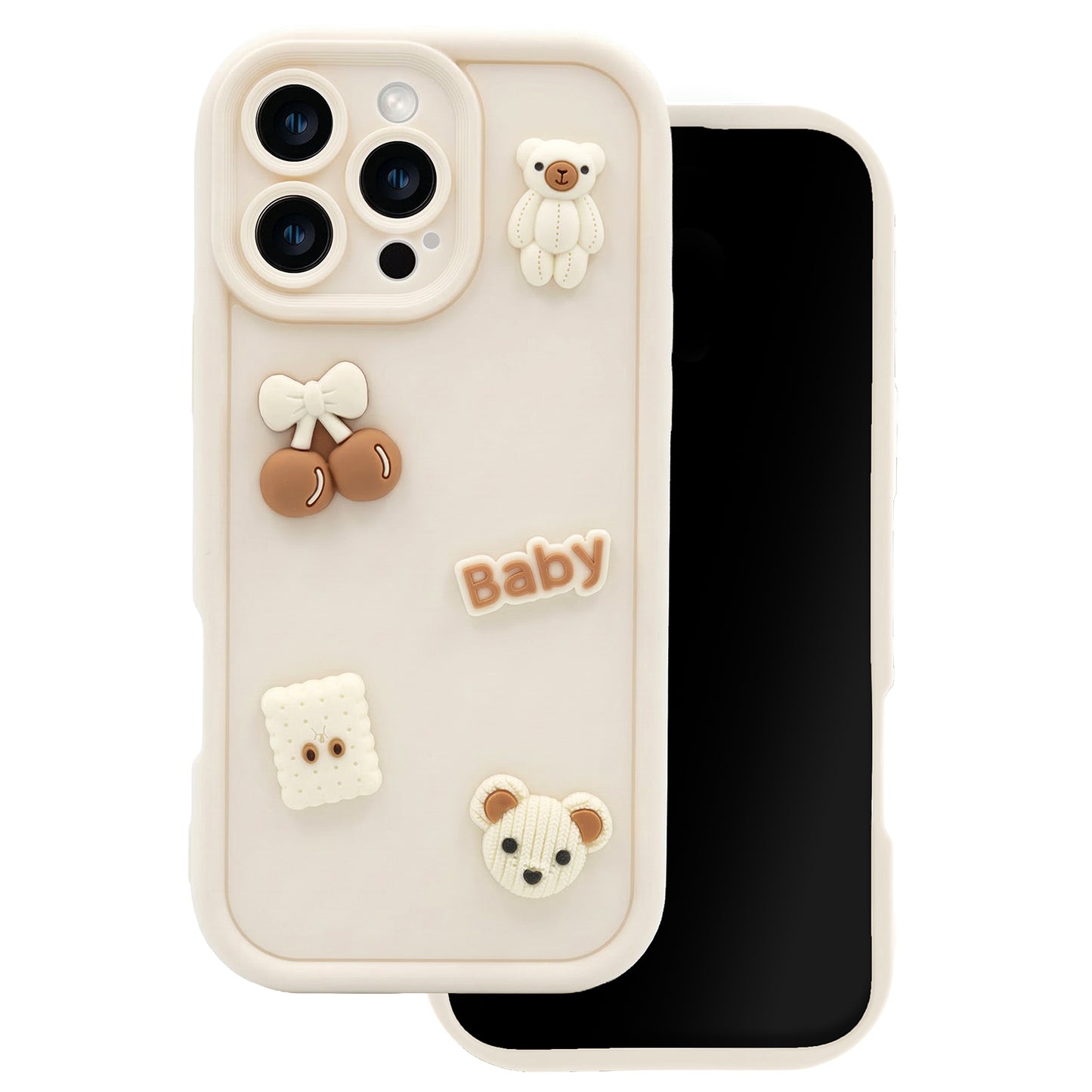 Case for Apple iPhone 16 Pro, OEM, Ultra Trendy 3D Bear, Beige