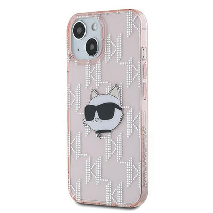 Case for Apple iPhone 14, Karl Lagerfeld, IML Luxury Monogram Choupette's Head, Pink